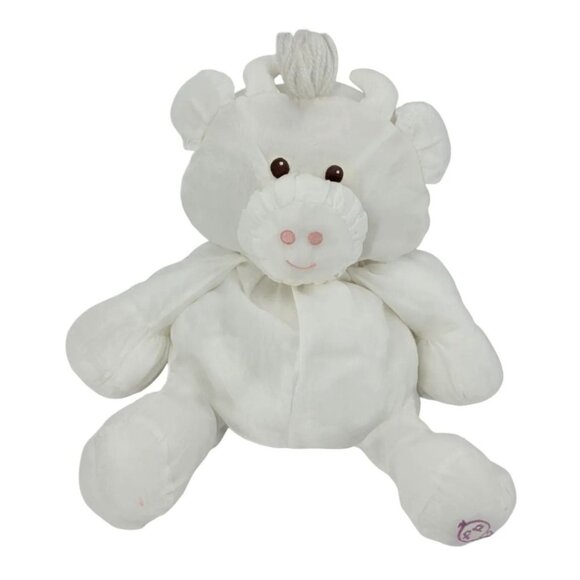 Vintage Fisher Price Puffalumps White Cow 16" Plush Puffalump Stuffed Animal 80s - Picture 1 of 8